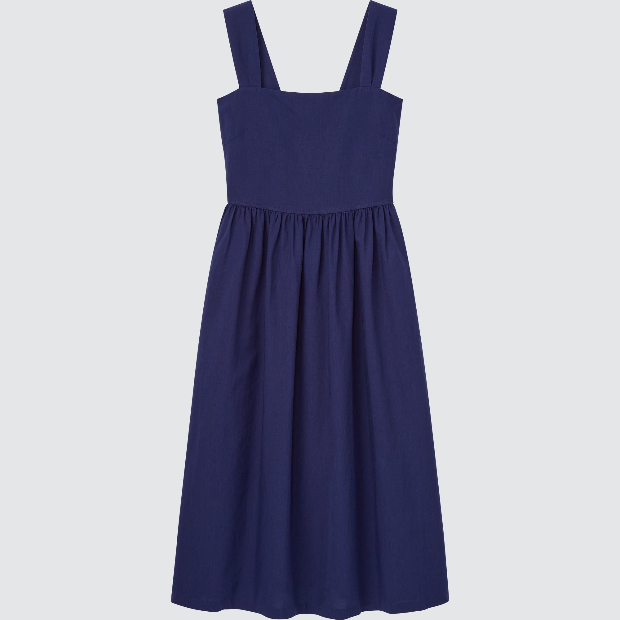 Linen Blend Shirring Dress