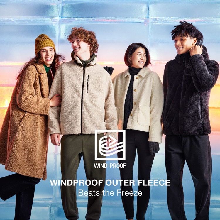 Men's Windproof Outer Fleece Full-Zip Hoodie (Color Block) | Light Gray | 2XS | Uniqlo US