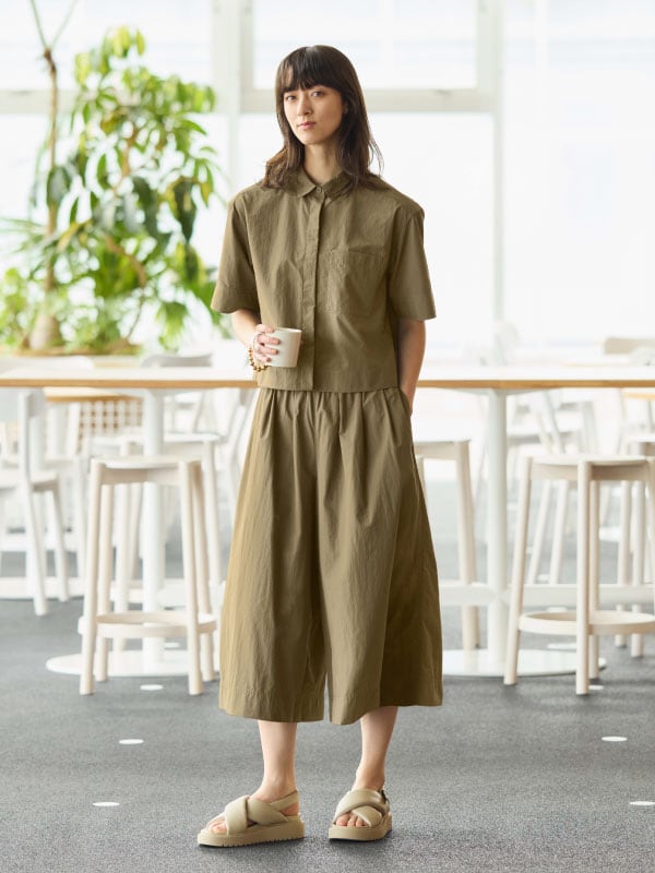 Nylon Shirt and Culottes Set