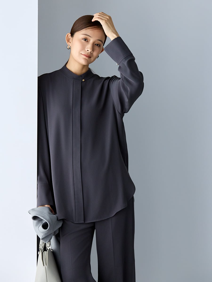 mimi様　プラステ　ノーカラー　セットアップ　グレー　M　入学式　ビジネス mimi様プラステノーカラーセットアップグレーM入学式ビジネス
