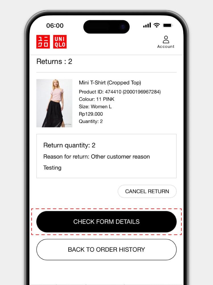 Check your order details for the update of your return status.
