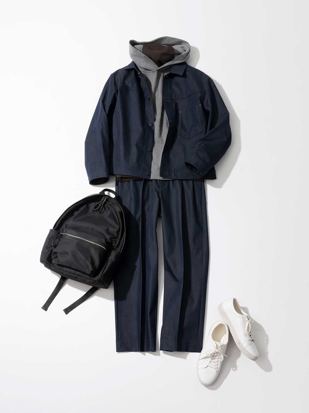 Gジャン風アウターで、セットアップをモダンに