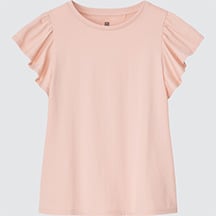 GIRLS Smooth Cotton Frill Short Sleeve T-Shirt