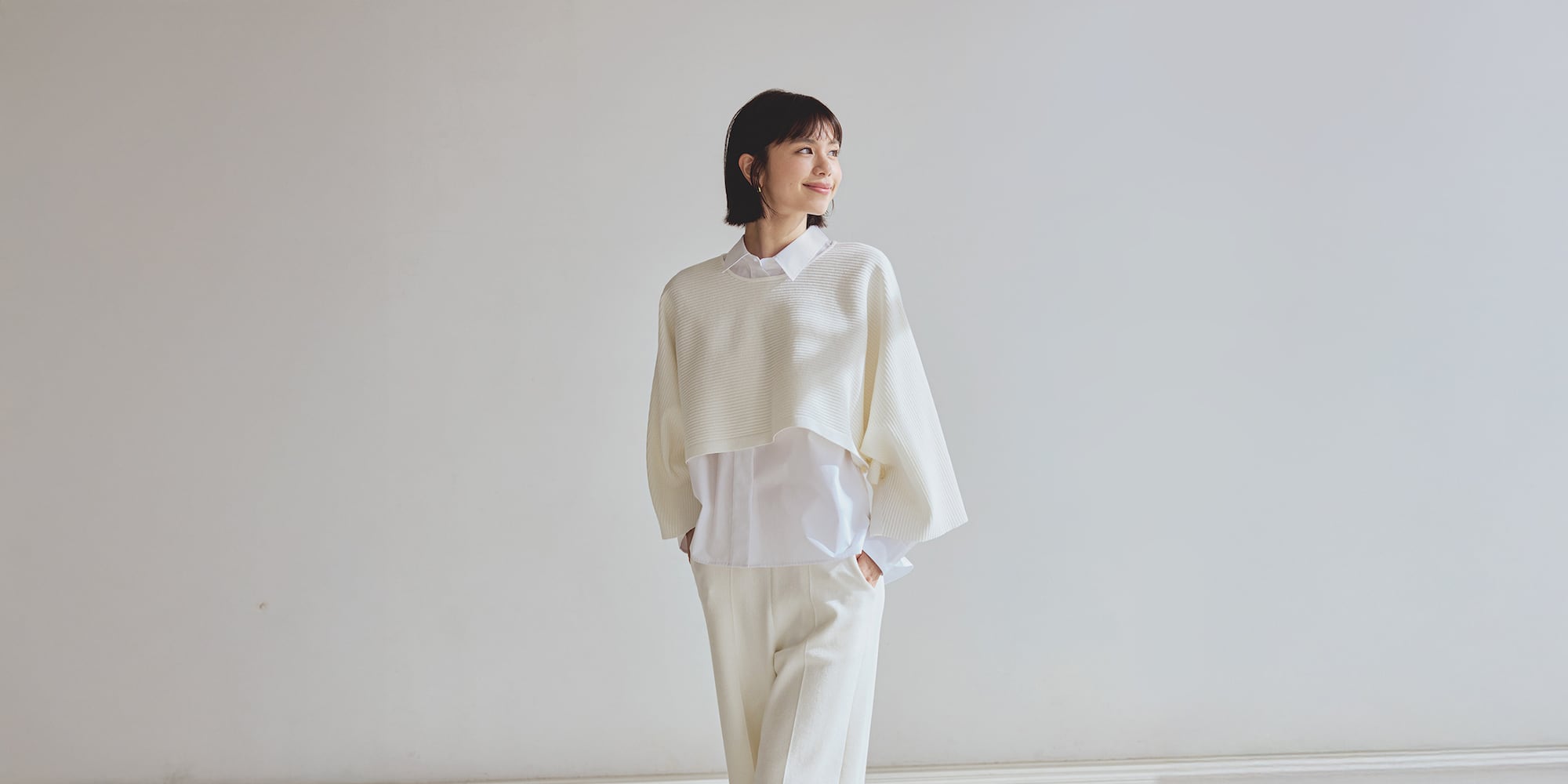 今から着られる春ニット