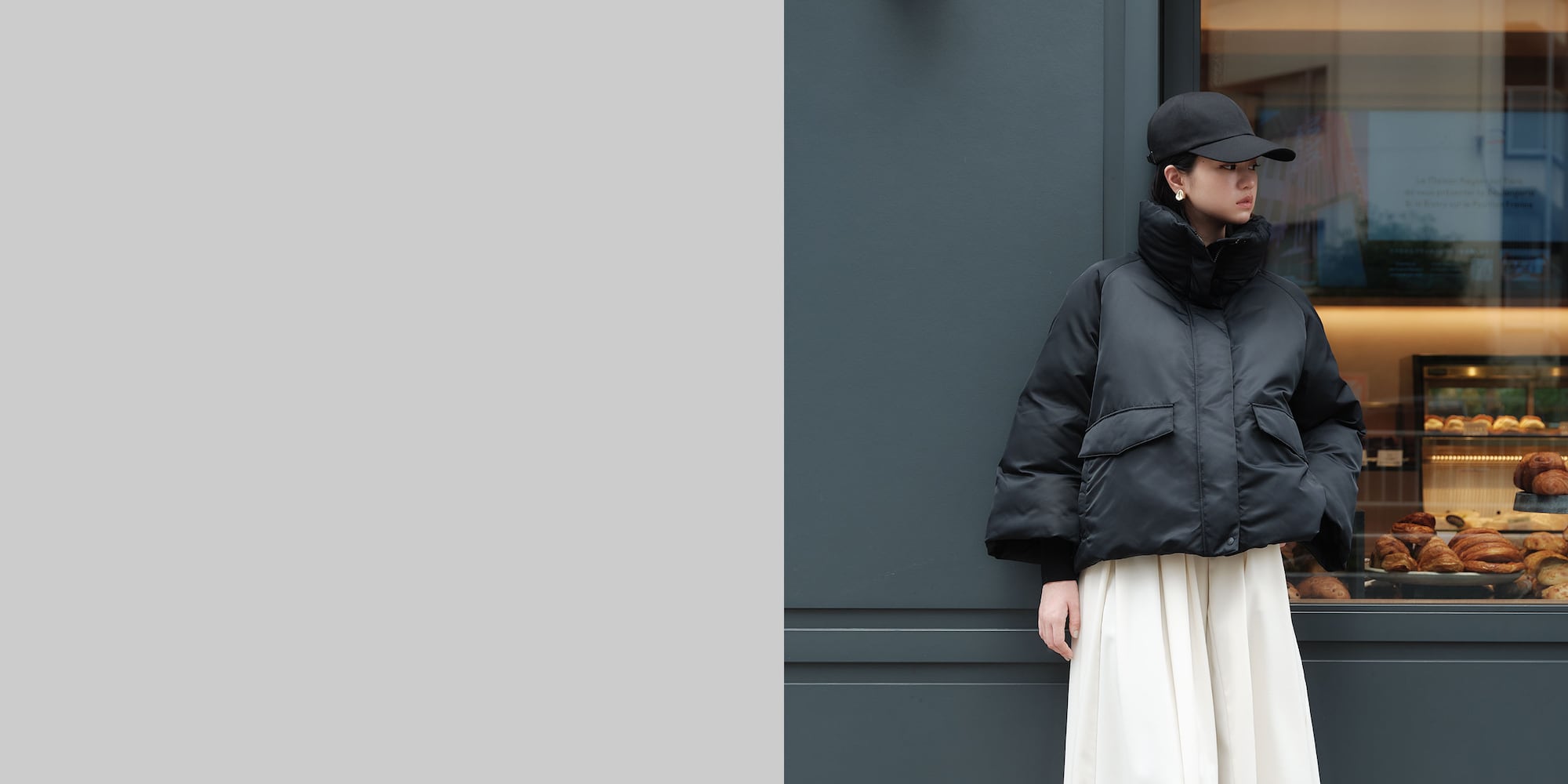 スタンドカラーパデッドブルゾン