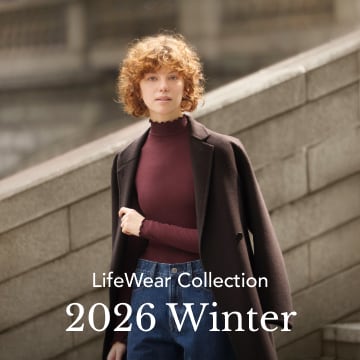 LifeWear Collection 2026 Winter. Model wearing layered warm tone colors and long sleeve styles.