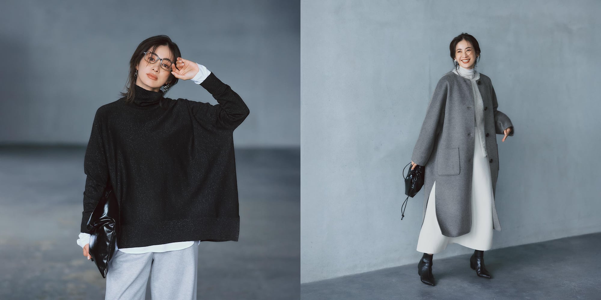 高垣麗子が着る洗練グレーコーデ