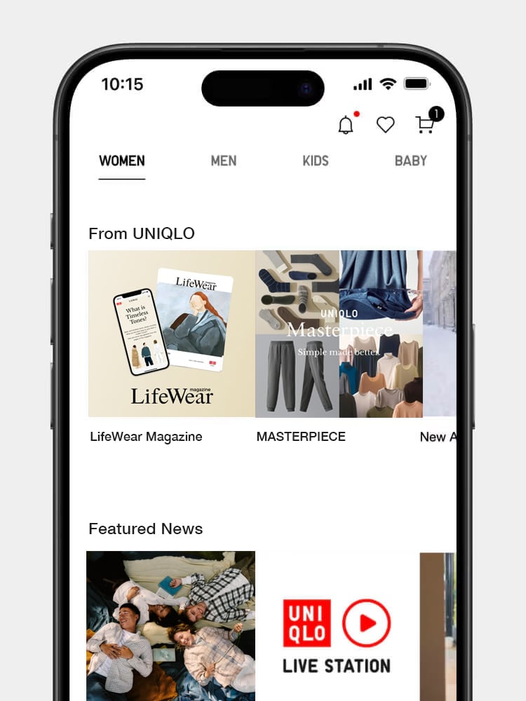 Scroll down to see information like sale items, new arrivals, featured products, and special collections.