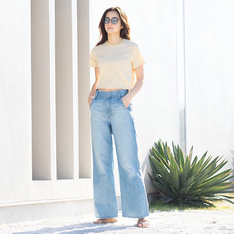 uniqlo high rise super wide jeans