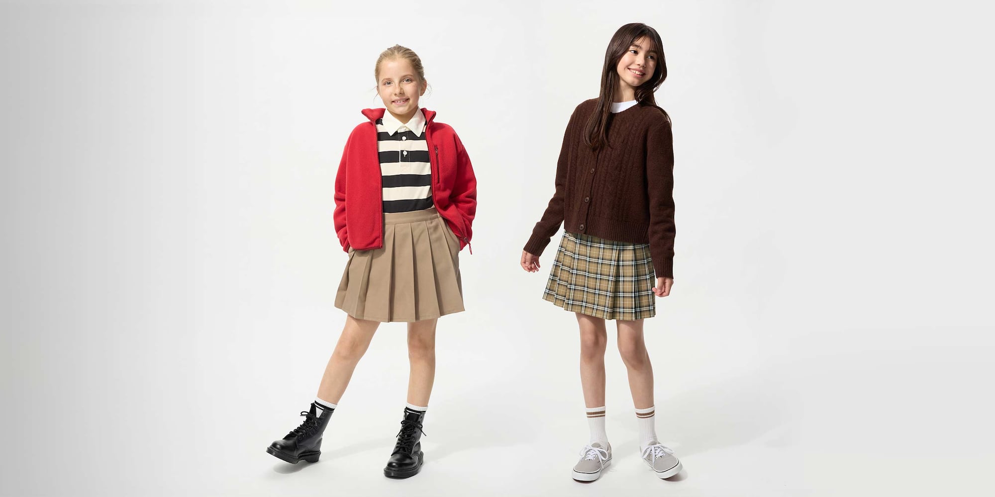 two models wearing UNIQLO skorts