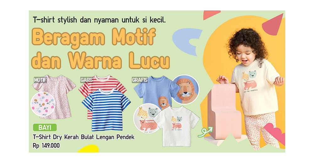T-Shirt Toddler, beragam motif dan warna yang lucu