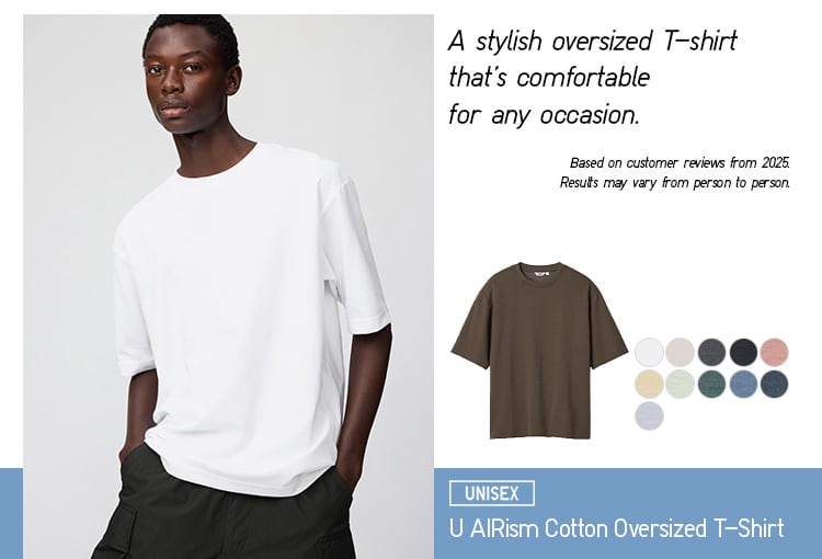 U AIRism Cotton Oversized Crew Neck T-Shirt