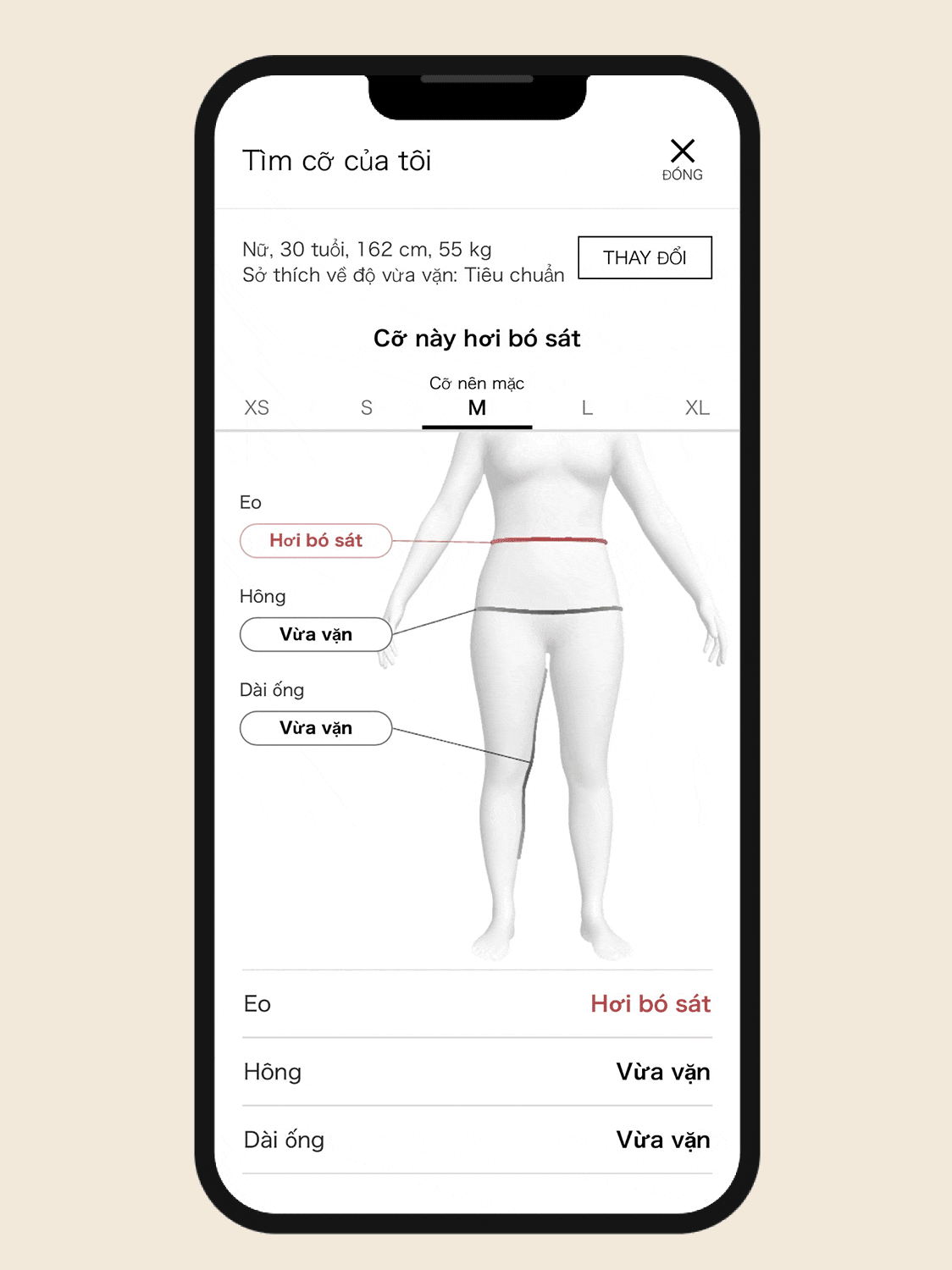 Check the fit of all sizes