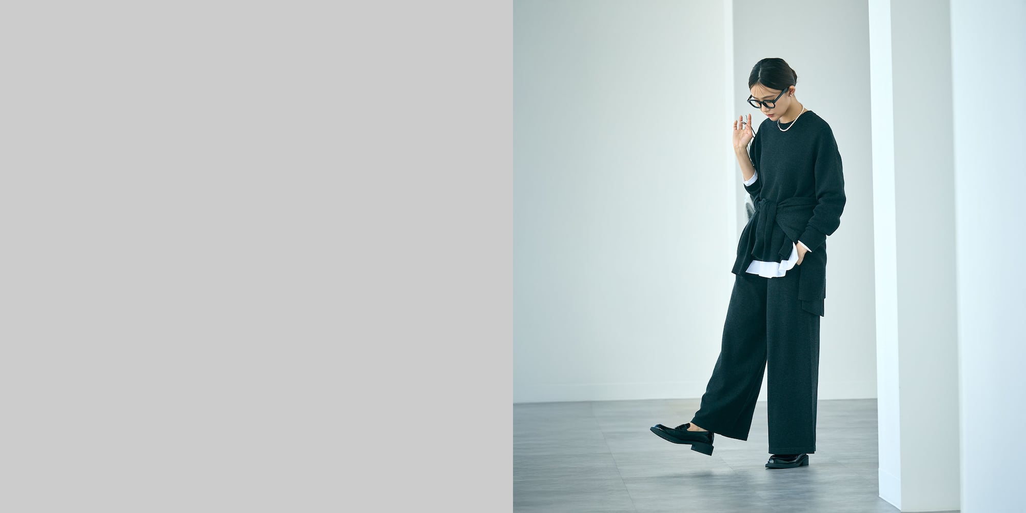 ウールミックスニットイージーパンツ