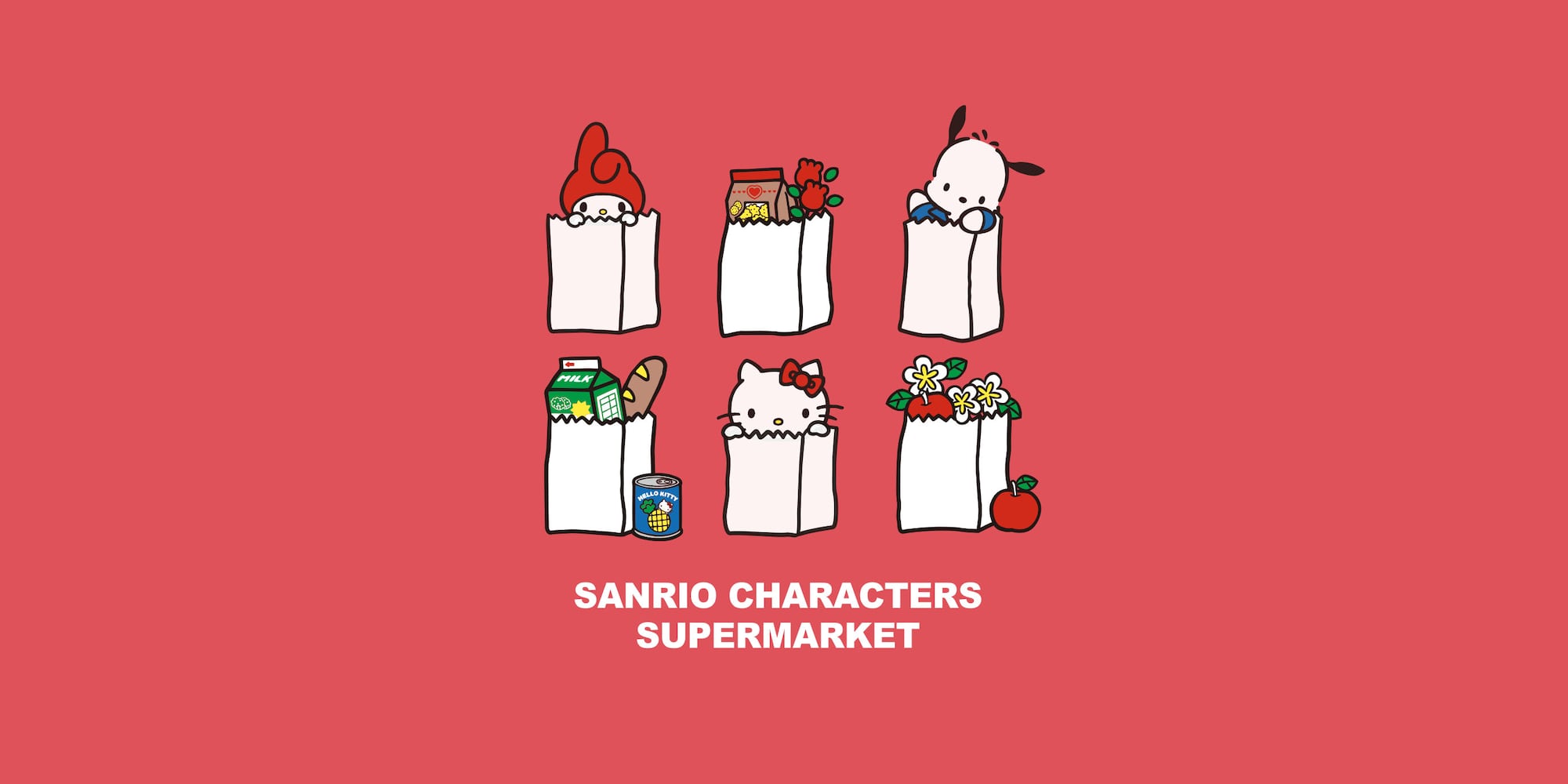 Shop the retro supermarket themed collection
with popular Sanrio characters.