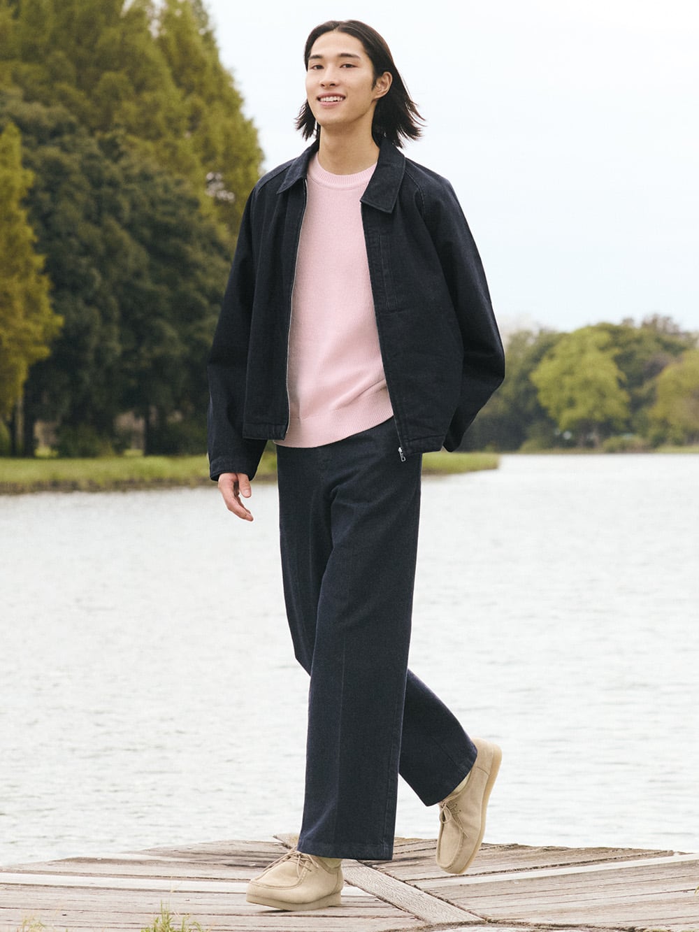 コットンシﾞッフﾟアッフﾟシﾞャケット×ツイルワイトﾞストレートハﾟンツ