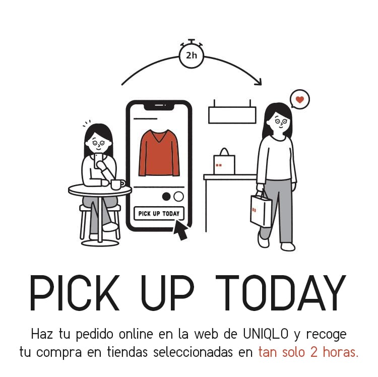 Haz tu pedido online en la web UNIQLO y recoge tu compra en tiendas seleccionadas en tan solo 2 horas.