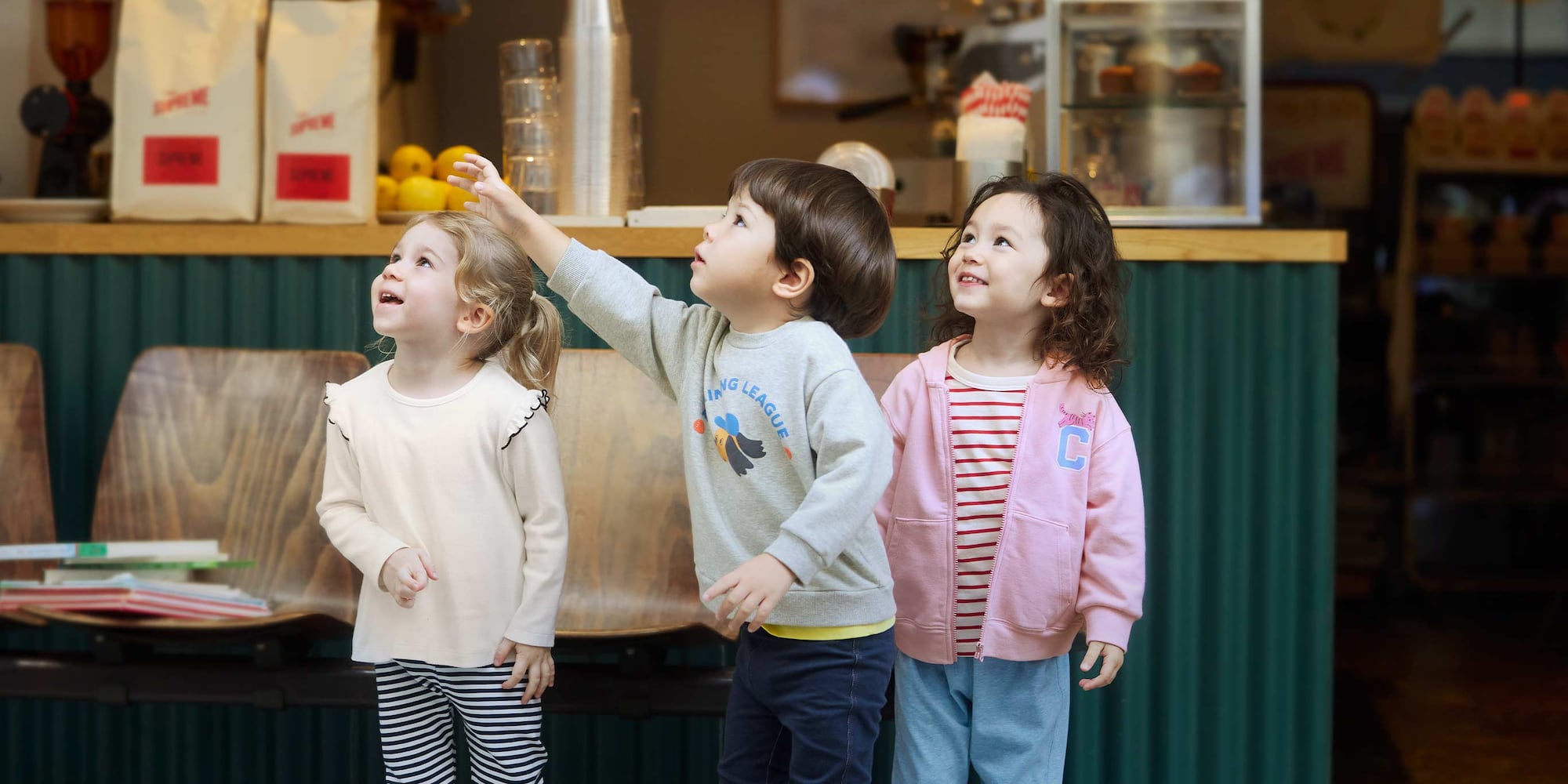 models wearing UNIQLO toddler clothing