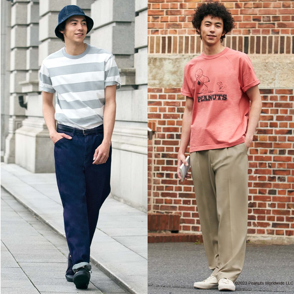 Tシャツは柄やイラストで変化をつけて