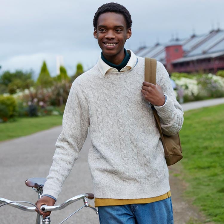 Cable knit hoodie online mens