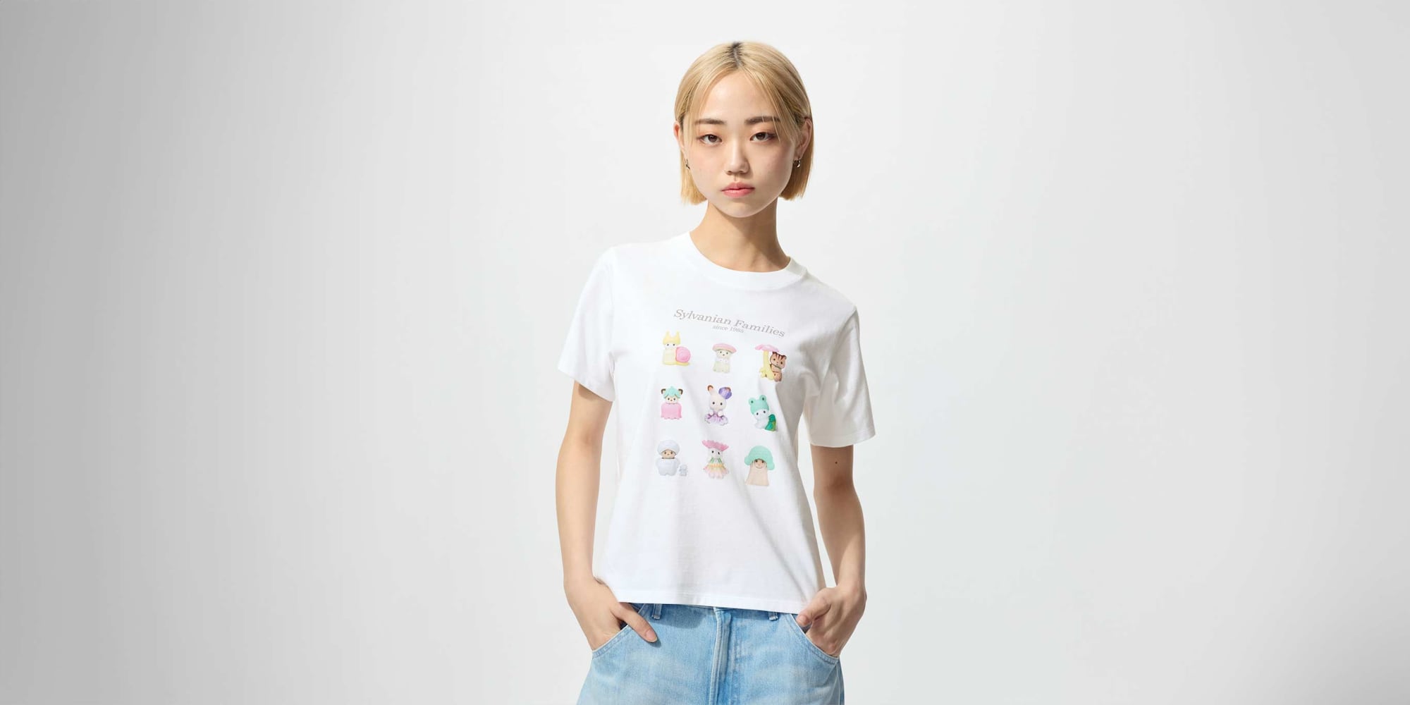 model wearing Sylvanian Families UT Graphic T-Shirt