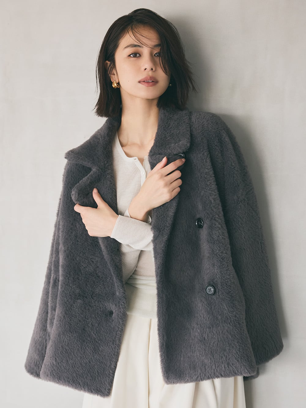 フェザーヤーンニットコート