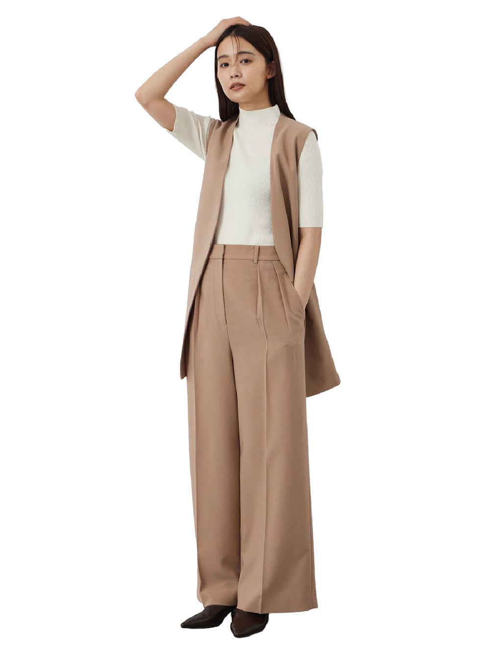 ストレッチツイル2タックワイドフルレングスパンツ​