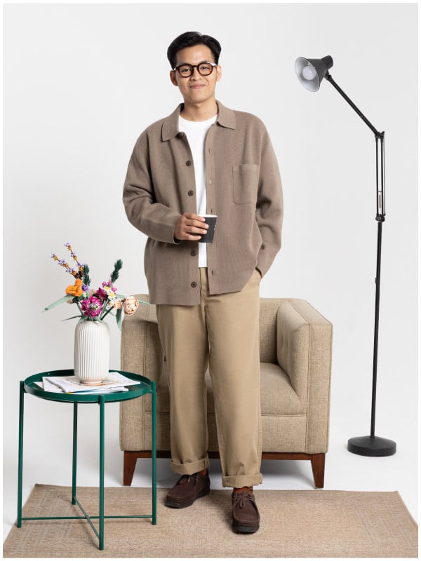 Milano RIbbed Shirt Collar Cardigan Size XL