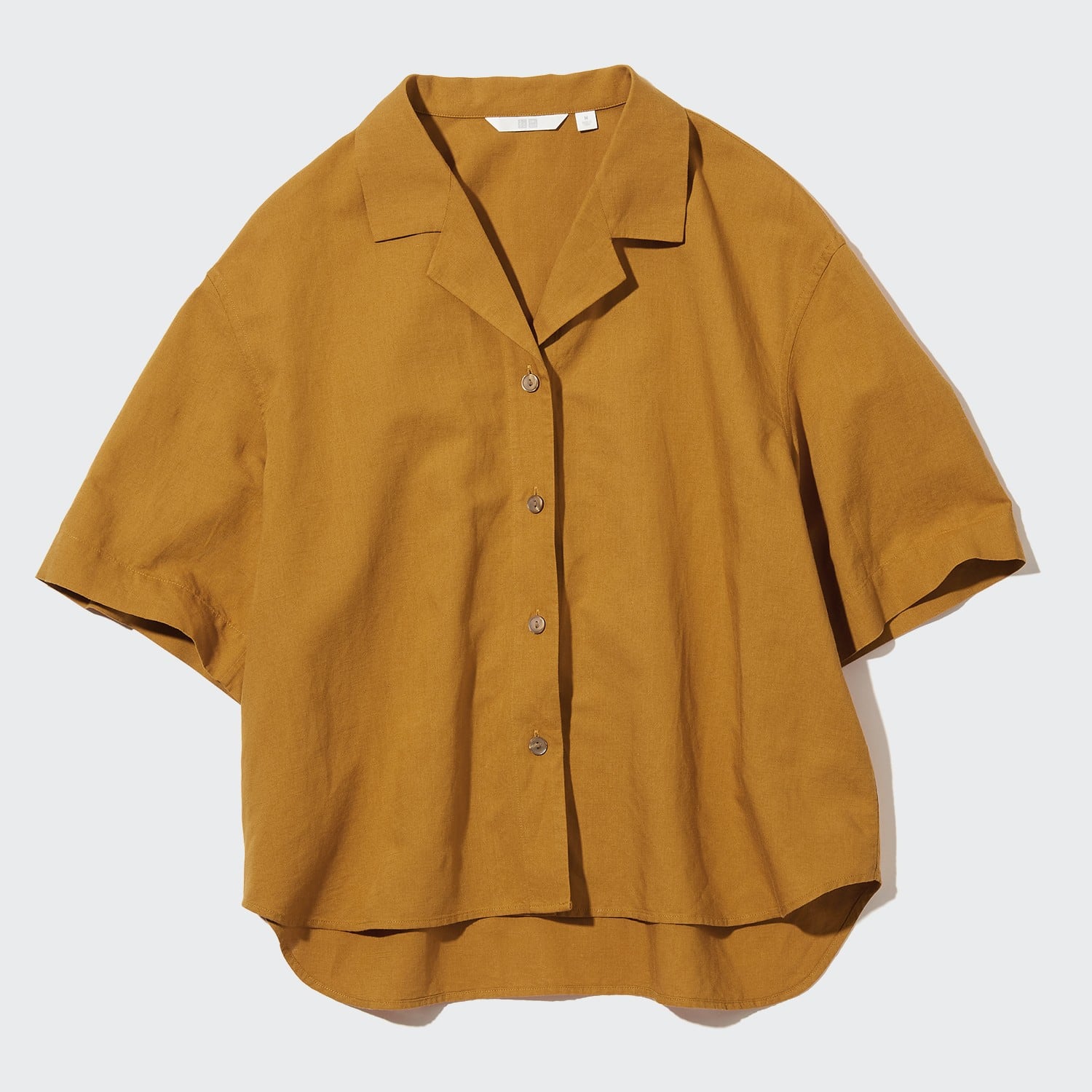 Linen Blend Open Collar Shirt