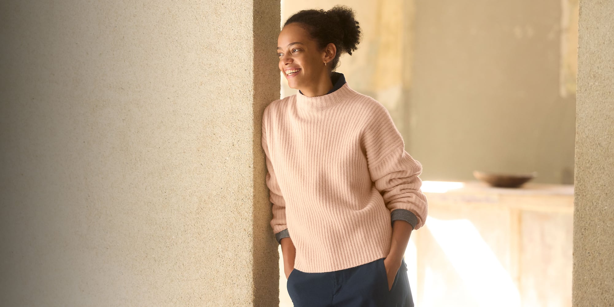 Soufflé Yarn Mock Neck Sweater