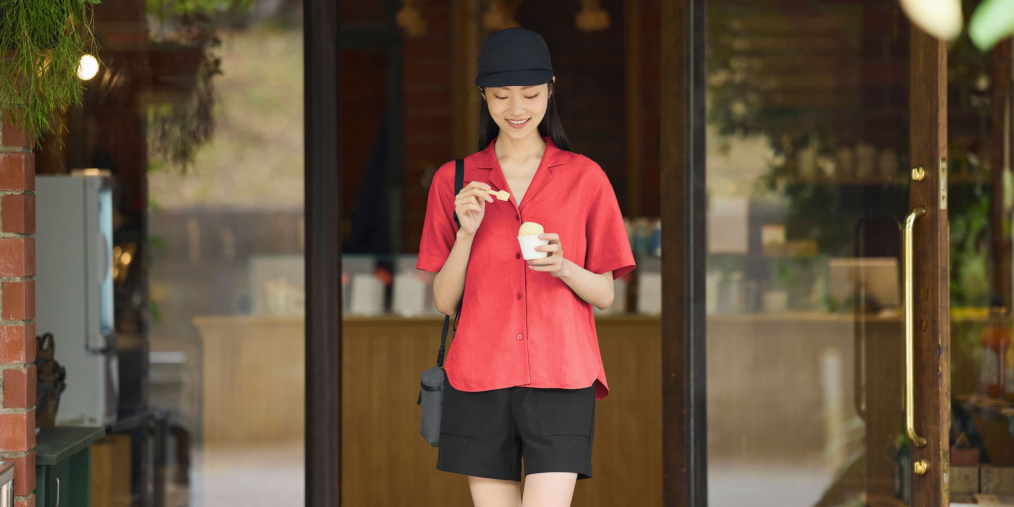 Linen Blend Open Collar Shirt