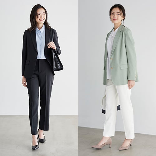 定番のジャケットスタイル。きちんと見せたい職場やシーンに。
