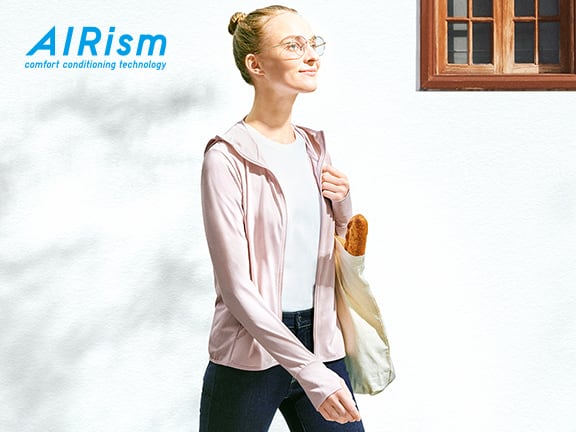 women airism uv protection mesh hoodie