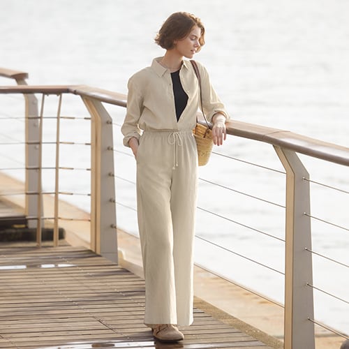 Linen Blend Easy Pants