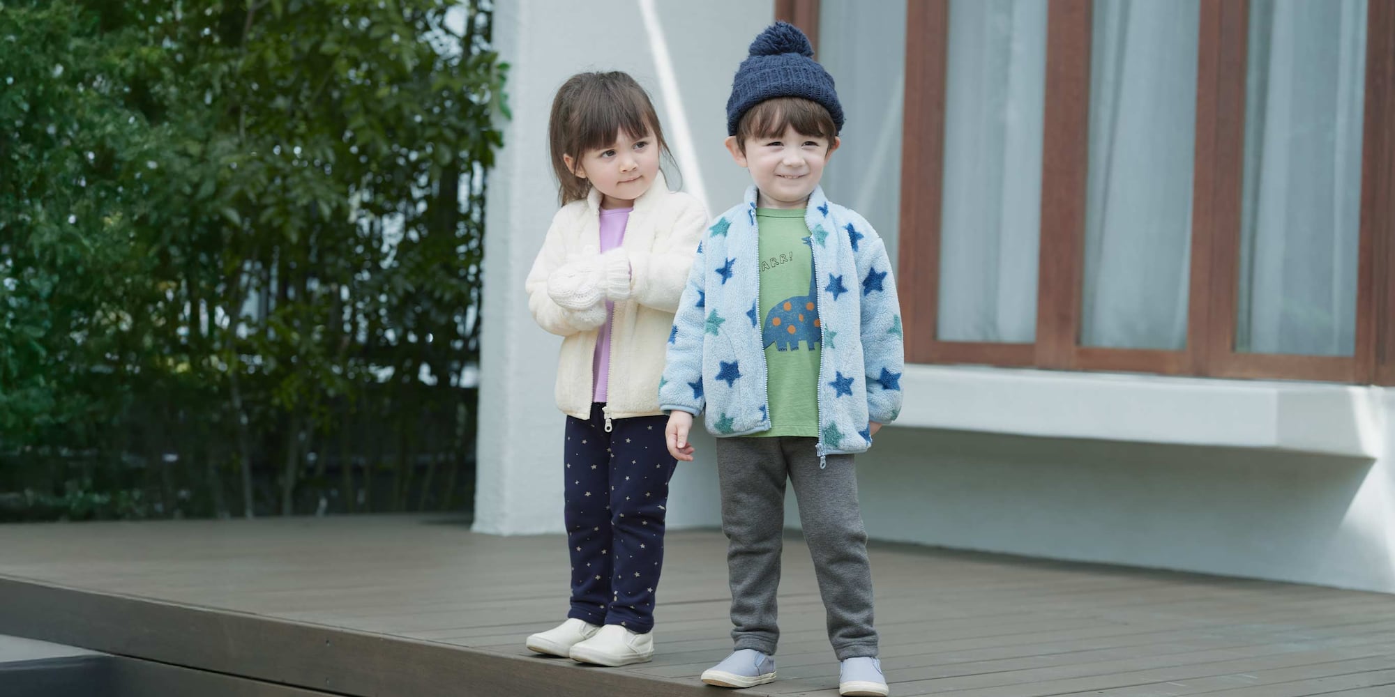 two models wearing Fluffy Fleece Full-Zip Jackets