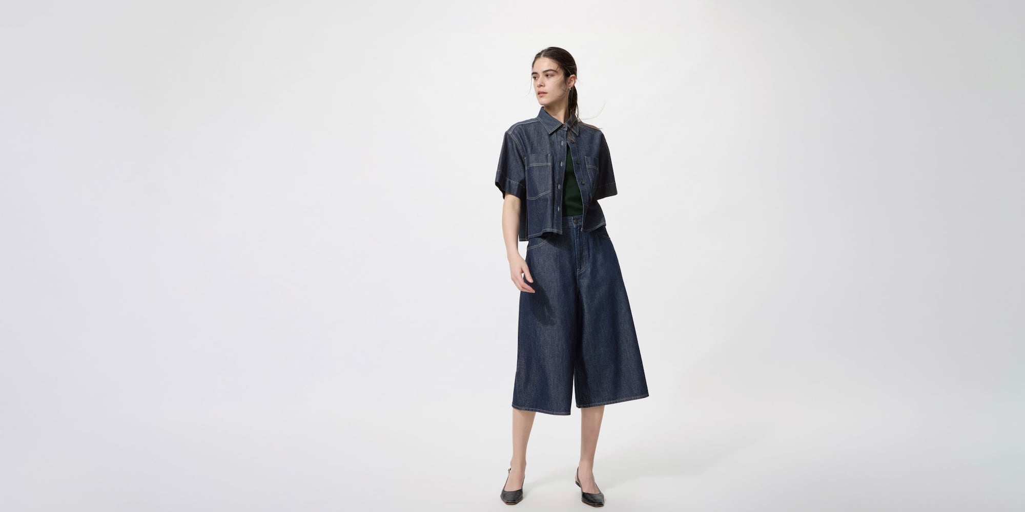 Fashion bottoms - 487837 W's drapey denim culotte