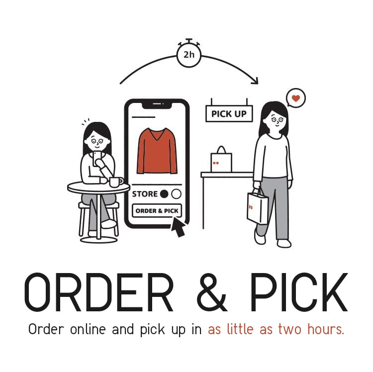 Order online and collect your purchase from selected stores in as little as 2 hours.