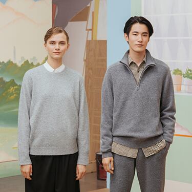 スフレヤーンハーフジップセーター 長袖 Men ユニクロ スフレヤーンハーフジップセーター 長袖 Men ユニクロ