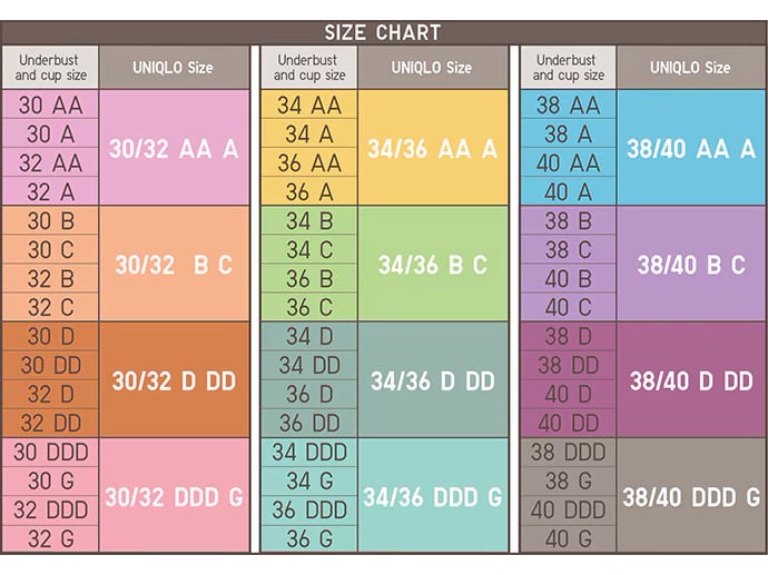 3D Hold Bra Size Chart