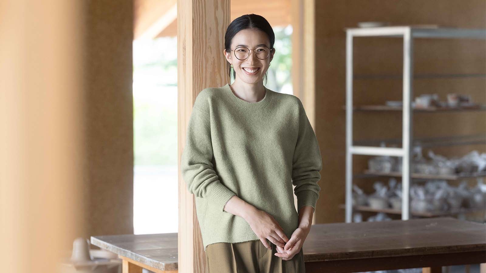 W's souffle yarn crew neck sweater