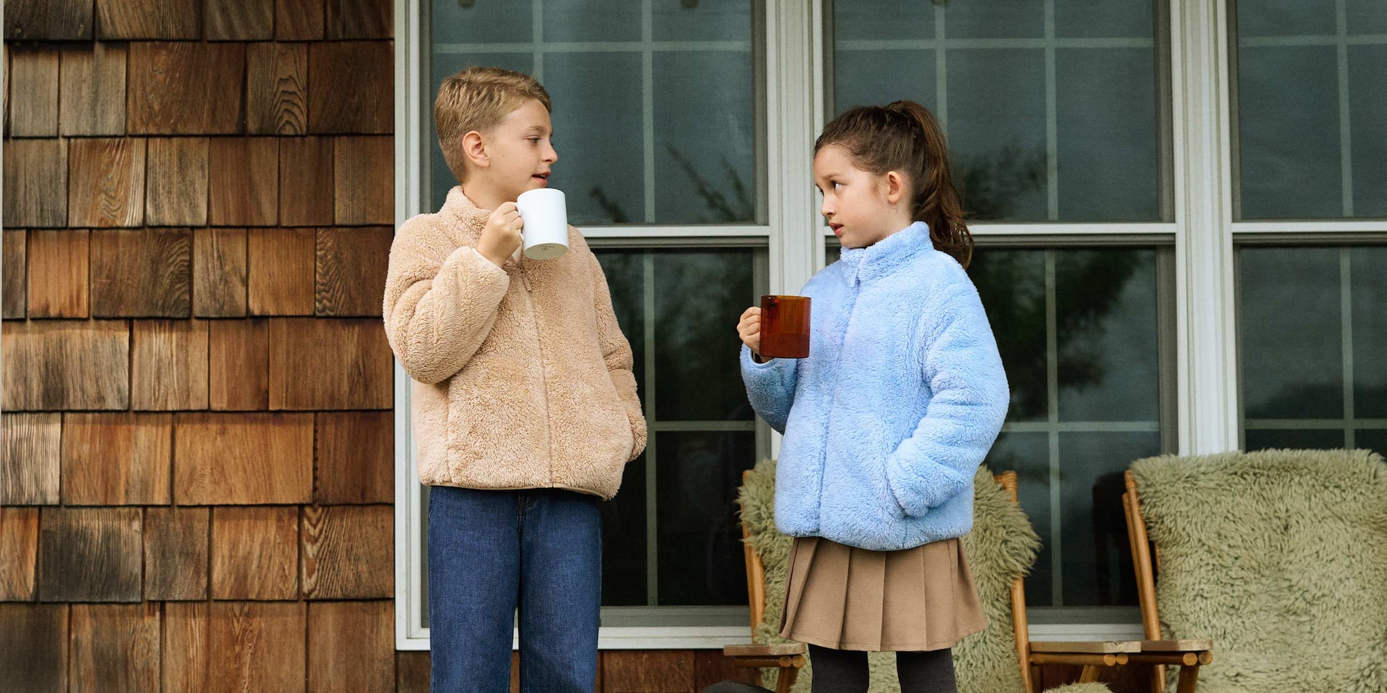 two models wearing Fluffy Fleece Full-Zip Jackets