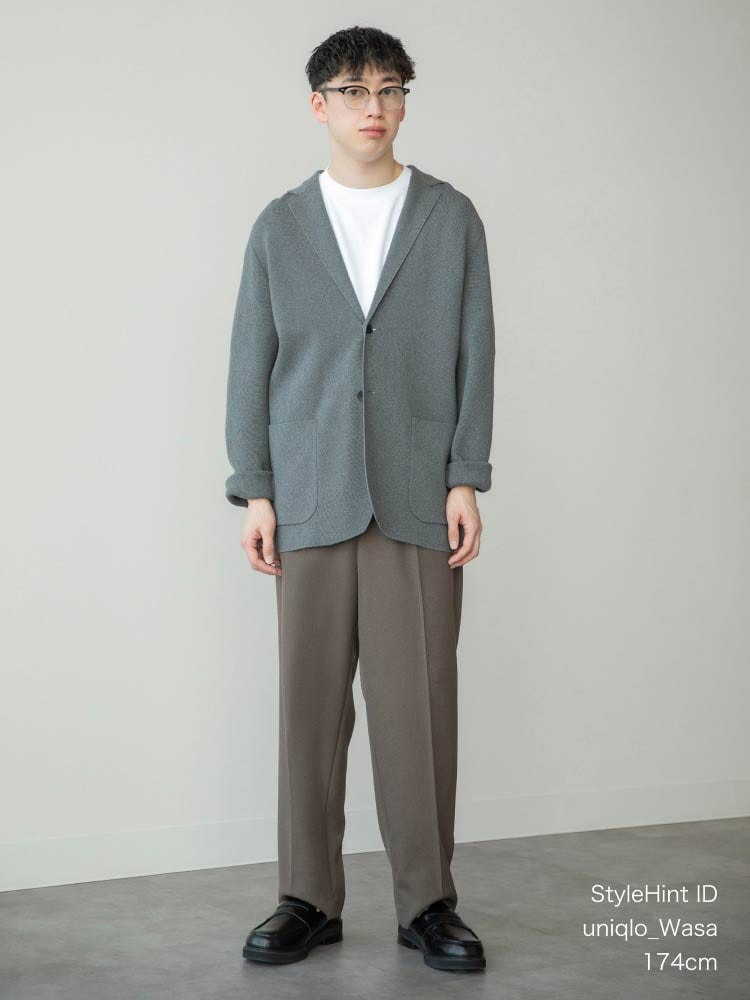 タックワイドテーパードパンツ ストレート モデル画像