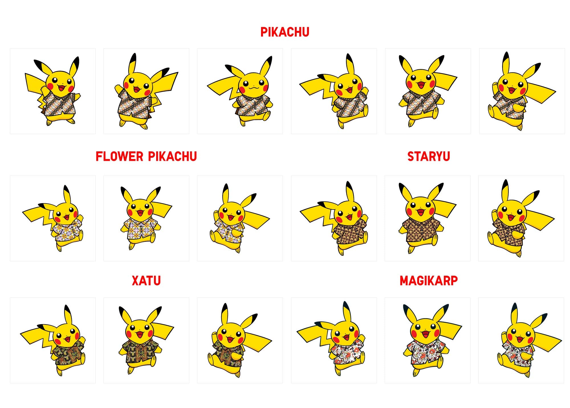Pikachu berkemeja batik