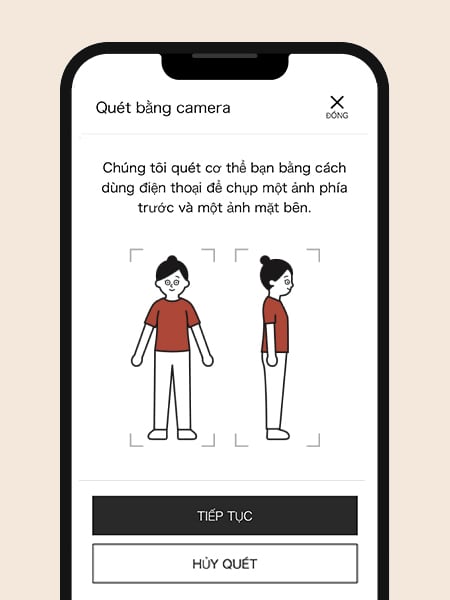 Use the “MySize CAMERA” to measure your size