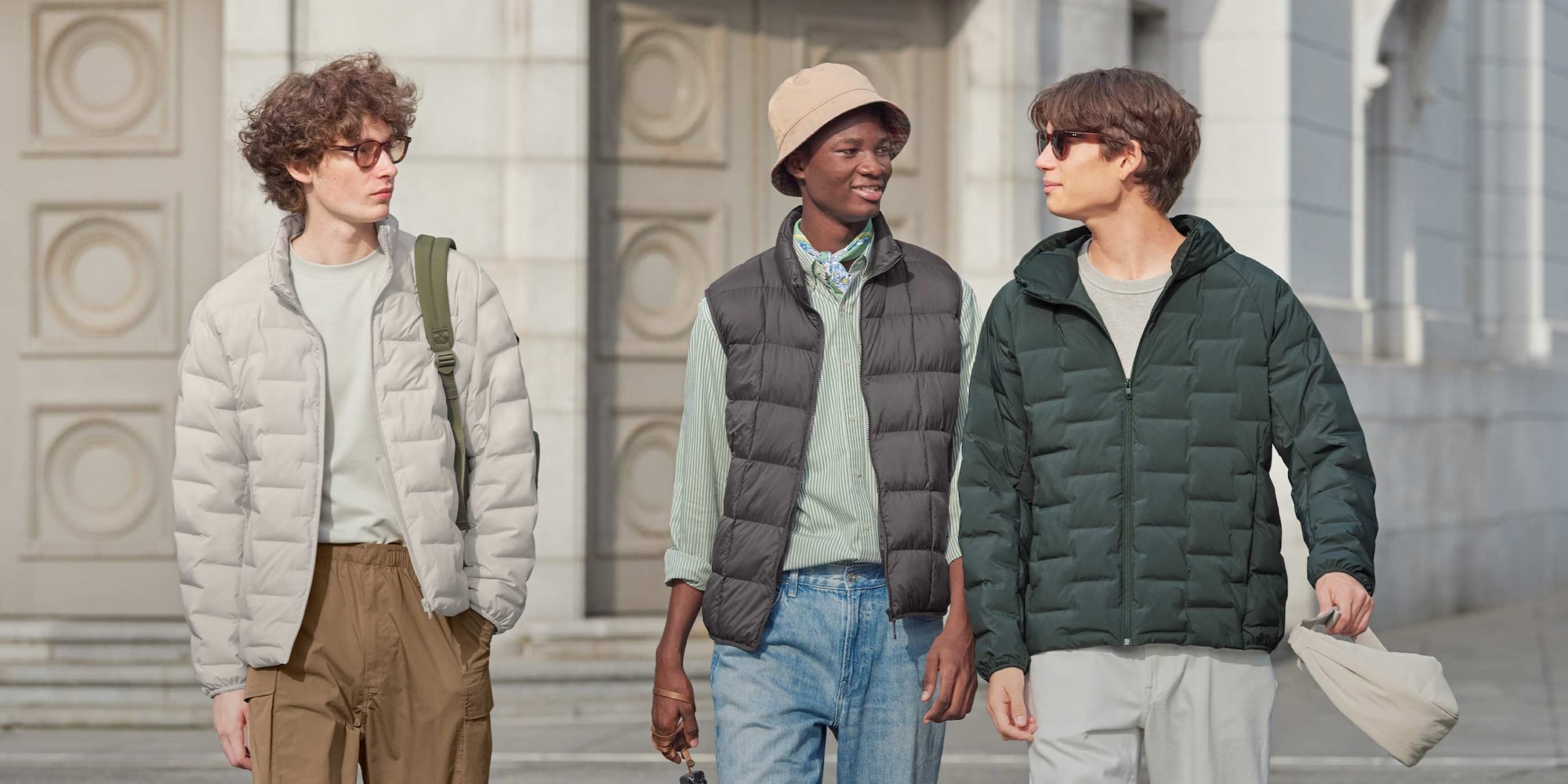 model wearing PUFFERTECH Jacket in off white