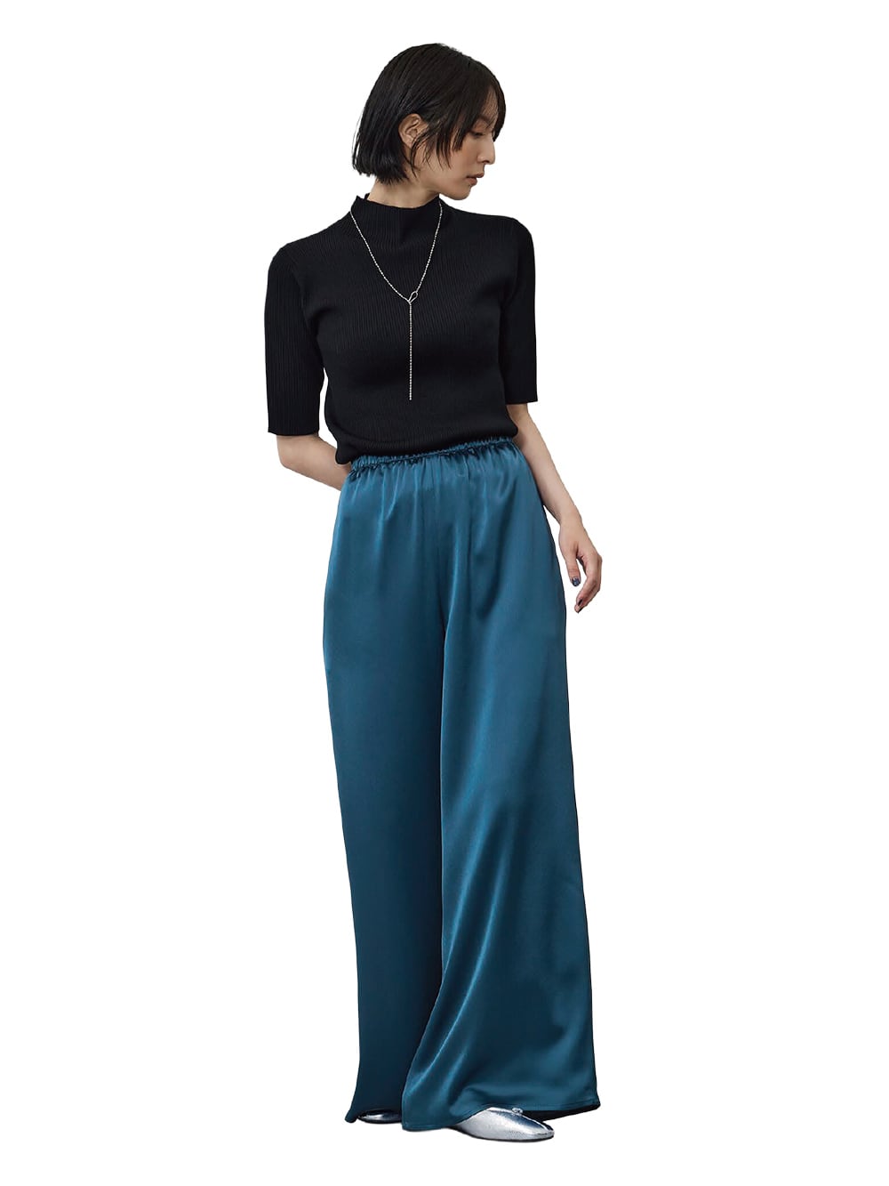 トリアセサテンフルレングスイージーパンツ