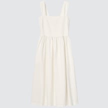 W's linen blend shirring sleeveless dress