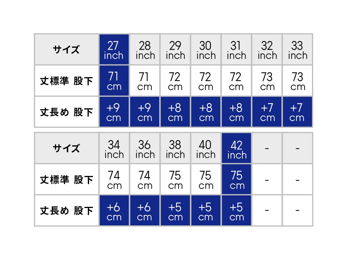 MENサイズ展開表