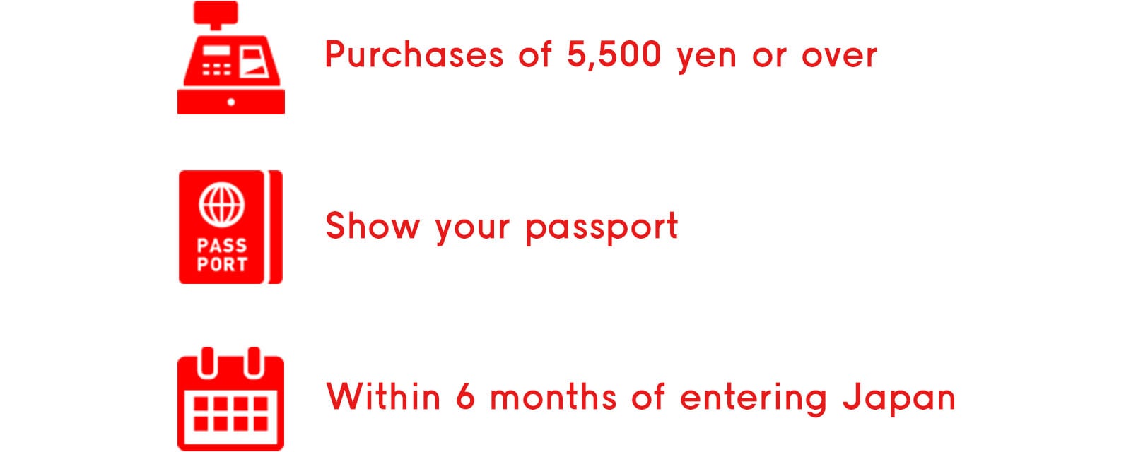 Conditions for tax-free shopping