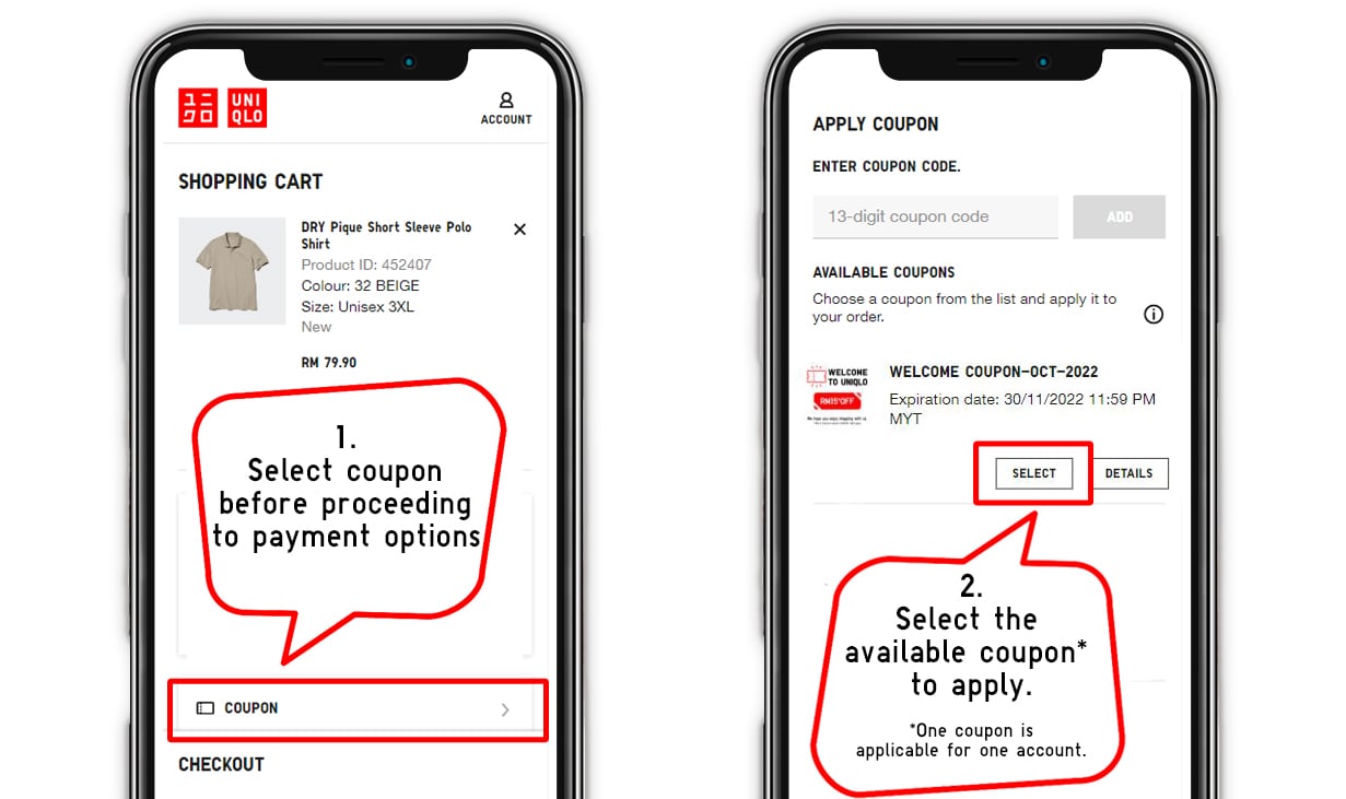 Order online and pay at your nearest UNIQLO Malaysia store within 2 hours.